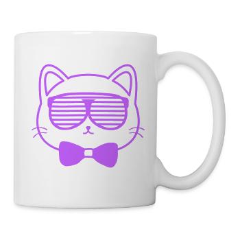 Katze mit Sonnenbrille - Tasse - Weiß - Rechts