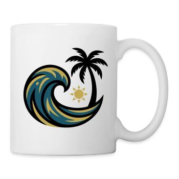 Welle Palme Surfen Strandurlaub Beachclub - Tasse - Weiß - Rechts