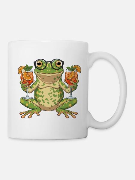 Frosch mit Cocktailgläsern - Tasse - Weiß