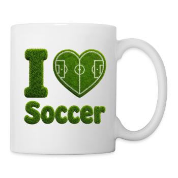 I Love Soccer Grass Heart Soccer Field Design - Mug - white - Right