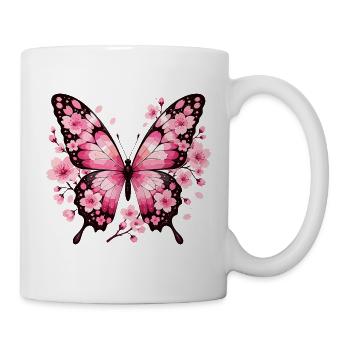 Pink Flower Wings Butterfly - Mug - white - Right