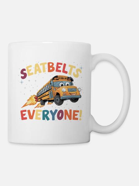 Weltraum-Schulbus Raketenflug - Tasse - Weiß