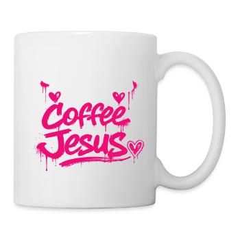 Kaffee & Jesus Graffiti Design - Tasse - Weiß - Rechts