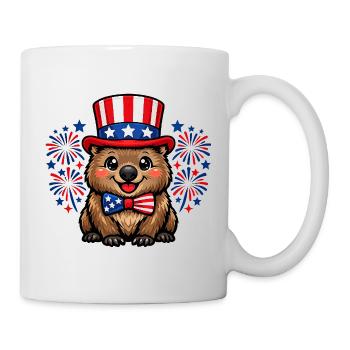 Wombat Australien Tiere Patriot Independence Day - Tasse - Weiß - Rechts