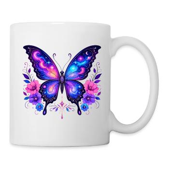Papillon Galaxie aux Fleurs - Mug blanc - blanc - Droite