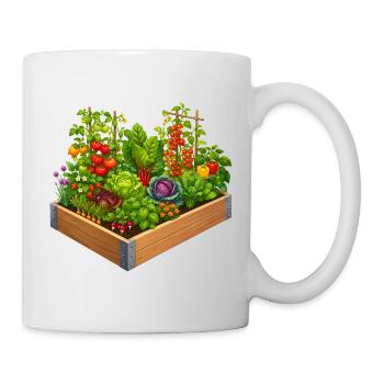 Buntes Hochbeet Gemüsegarten Natur Design  - Tasse - Weiß - Rechts