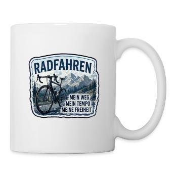 Radfahren – Meine Freiheit - Tasse - Weiß - Rechts