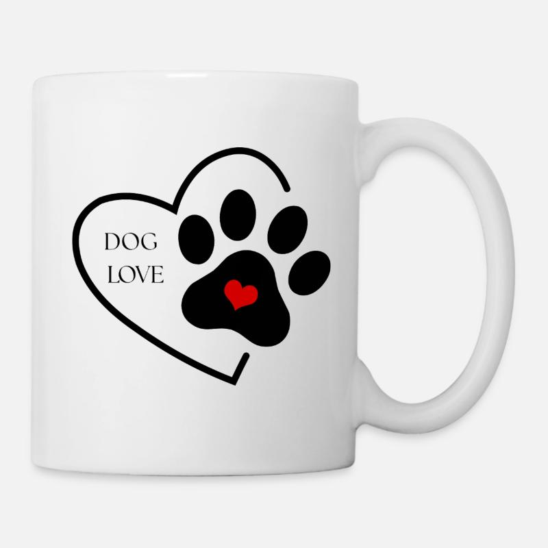 Dog Love – Herz Pfote - Tasse - Weiß
