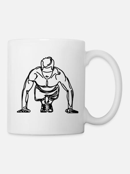 Bodybuilder Zeichnung - Tasse - Weiß
