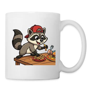 Pommesdieb: Lustiges Racoon Motiv Kinder - Tasse - Weiß - Rechts