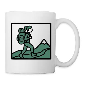 Wanderin Rucksack Berge Wandern Frauen Wanderlust - Tasse - Weiß - Rechts