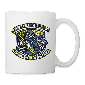 Angler Profi Badge im Berglicht - Tasse - Weiß - Rechts