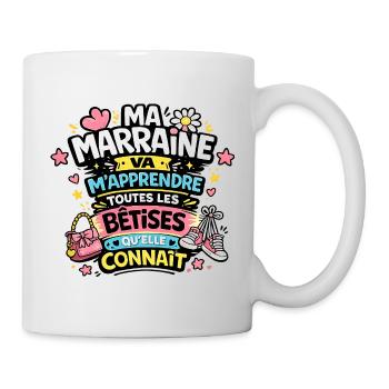 Marraine et bêtises / Enfant humour - Mug blanc - blanc - Droite