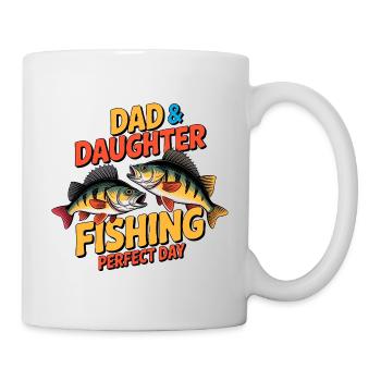 Père et fille pêchent ensemble - Mug blanc - blanc - Droite