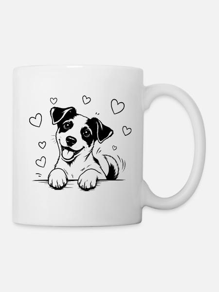 Pattes de Jack Russell Terrier Noir de cœur - Mug blanc - blanc