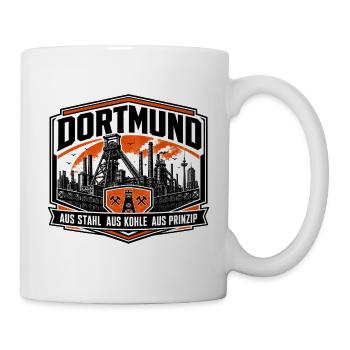 Dortmund - Aus Stahl, Aus Kohle, Aus Prinzip - Tasse - Weiß - Rechts