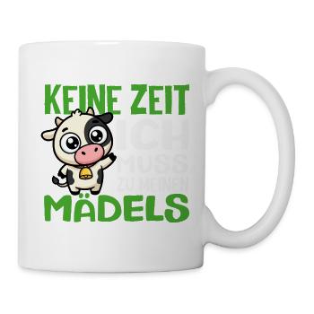 Keine Zeit Ich Muss Zu Meinen Mädels Kuh Bauer - Tasse - Weiß - Rechts