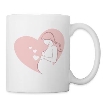 Pregnant Woman in Pink Heart Silhouette - Tasse - Weiß - Rechts