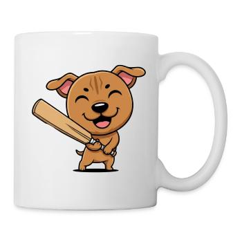 Süßer Baseball Hund Cartoon Welpe - Tasse - Weiß - Rechts