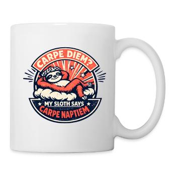 Carpe Diem Faultier Nickerchen - Tasse - Weiß - Rechts