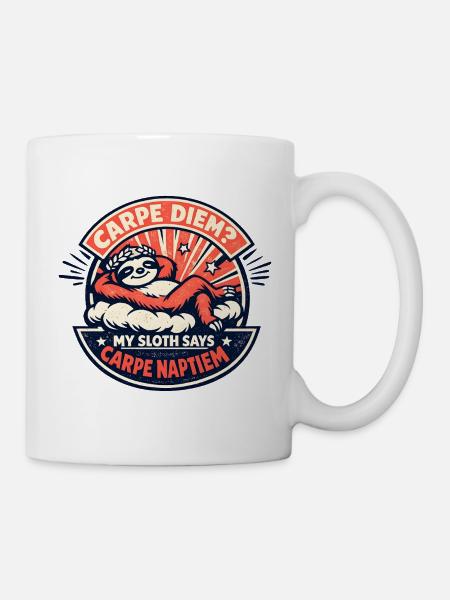 Carpe Diem Faultier Nickerchen - Tasse - Weiß