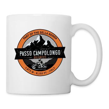 Passo Campolongo Dolomites Motorrad-T-Shirt - Tasse - Weiß - Rechts