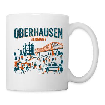 Oberhausen Germany Gasometer And Skybridge Skyline - Tasse - Weiß - Rechts