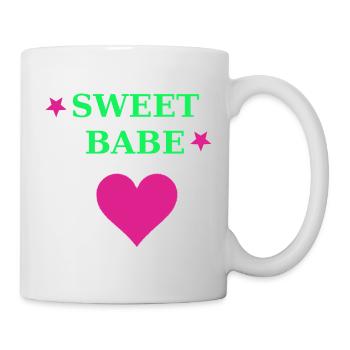 Sweet Babe Neon Herz Typo - Tasse - Weiß - Rechts