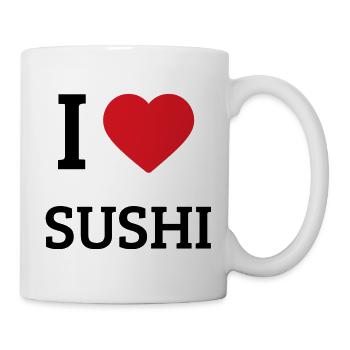 I Love Sushi Saying – Funny Japan Food Design - Mug - white - Right