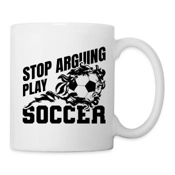 Arrêtez de vous disputer, jouez au foot - Mug blanc - blanc - Droite