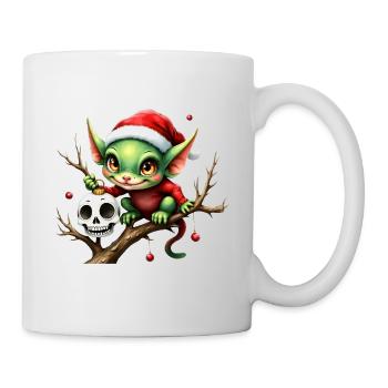 Christmas elf with skull - Mug - white - Right