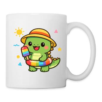 Kawaii Alligator mit Regenbogen Eis - Mug - white - Right