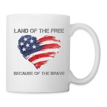 USA Herz - Land of the Free because of the Brave - Mug - white - Right