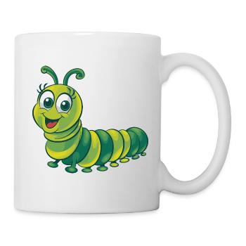Cheerful Green Caterpillar Cartoon Illustration - Mug - white - Right