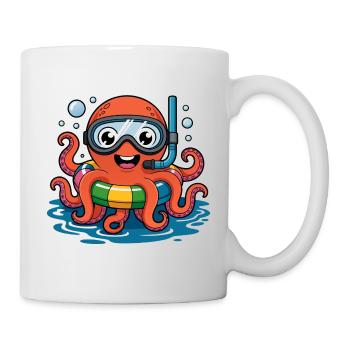 Octopus with diving goggles - Mug - white - Right