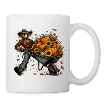 Herbsternte Scheuchfigur mit Kürbissen - Tasse - Weiß - Rechts