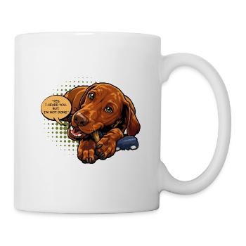 Chien Vizsla Cartoon Mâchouillant Drôle « Je t’ai entendu » - Mug blanc - blanc - Droite