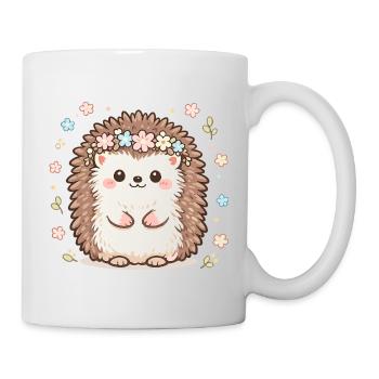 Style de corne de fleurs hérisson câlin - Mug blanc - blanc - Droite