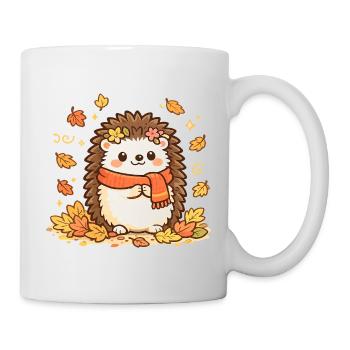 Herbstlicher Igel mit Schal - Tasse - Weiß - Rechts