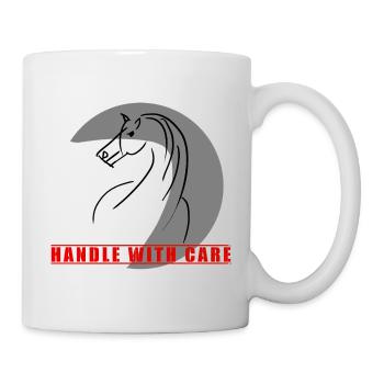 Horse in a circle with note Handle with Care - Mug - white - Right