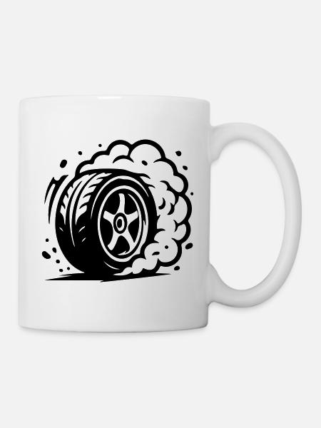 Autoreifen Driften Symbol - Tasse - Weiß