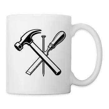 Carpenter Tool Hammer Nail Motif - Mug - white - Right
