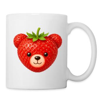 Bear Face Cute Strawberry Fruit Animal Motif Kawaii - Mug - white - Right