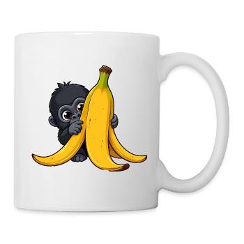 Little monkey hugging banana - Mug - white - Right