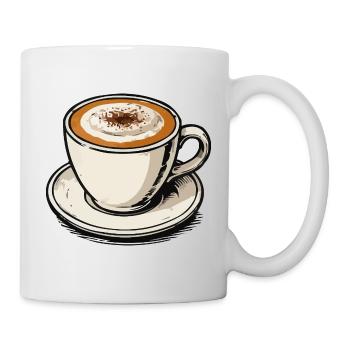 Latte Kunst Kaffeetasse - Tasse - Weiß - Rechts
