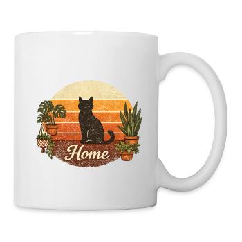 Cat Moon Plants Line Cat Lover Design - Mug blanc - blanc - Droite