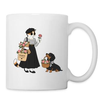 Parisflair Katze & Dackel – Mon Amour - Tasse - Weiß - Rechts