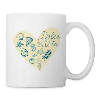 Dolce Vita Yellow and Blue Drawing - Mug - white - Right