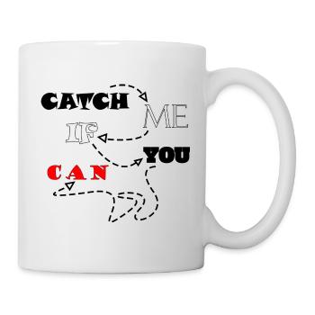 Parfait pour un footballeur, l’inscription : « ATTRAPE-MOI SI TU PEUX » - Mug blanc - blanc - Droite