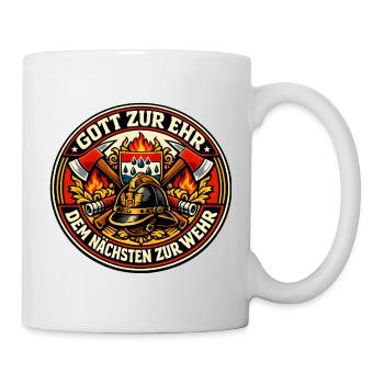 Feuerwehr Emblem Flammenhelm - Tasse - Weiß - Rechts